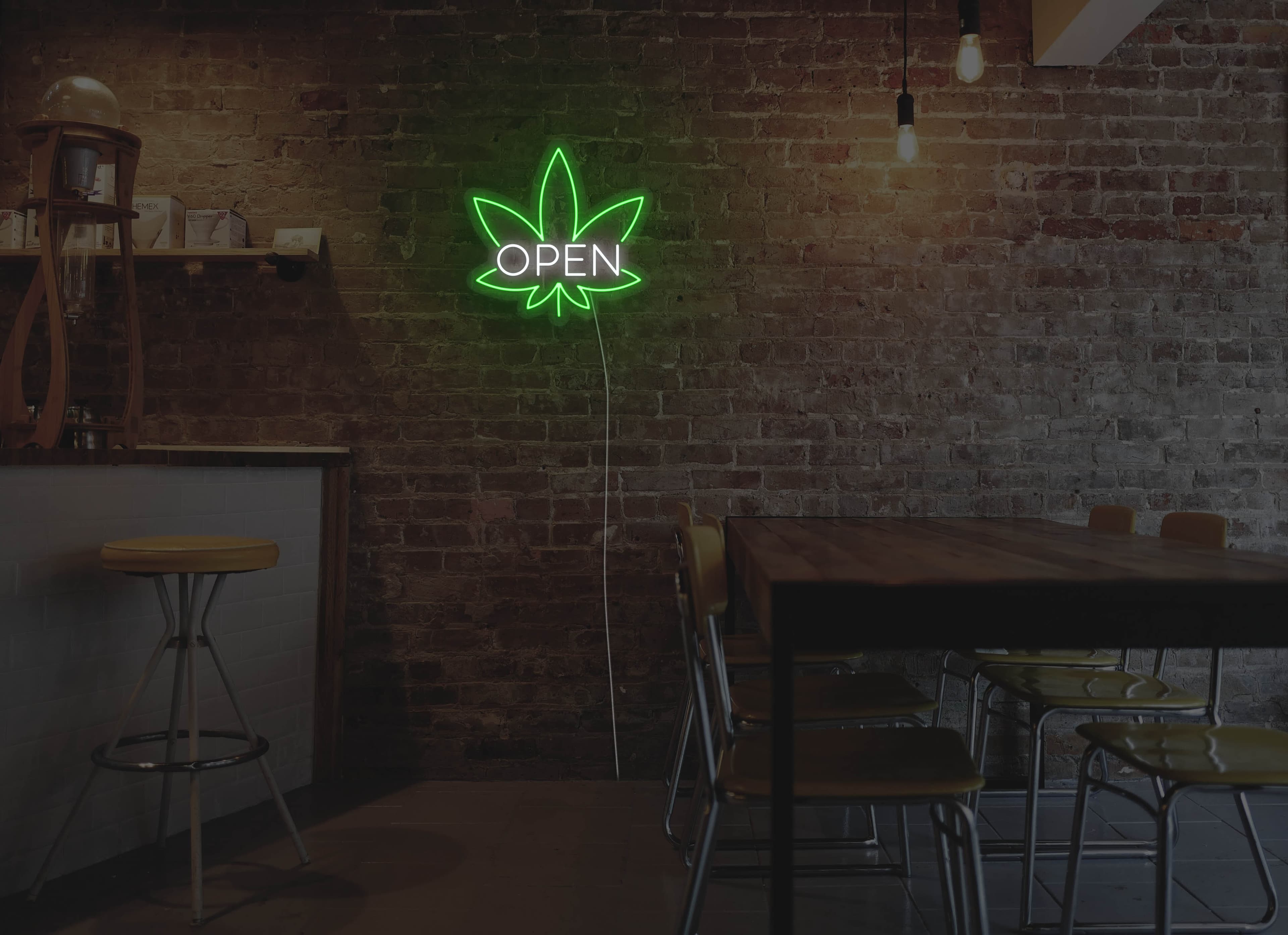 Weed Open LED Neon Sign vista 2